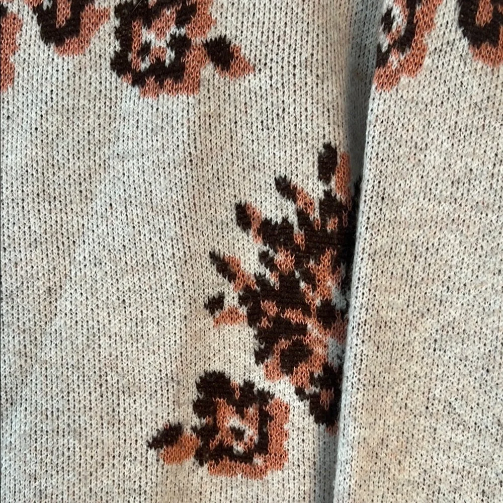 Knox Rose Cream, Brown and Rose Crew Neck Sweater with Contemporary Design - Picture 3 of 6